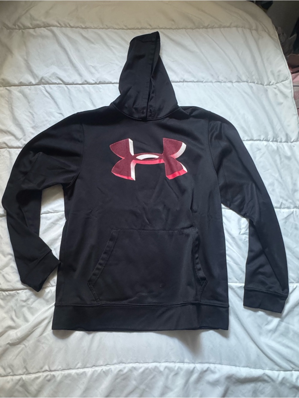 Under Armour Black Pullover Hoodie with Red Logo
